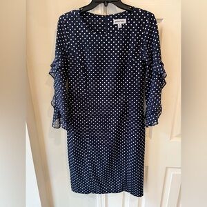 SHELBY & PALMER Dress Navy White Polka Dots dress Classy Sz 8